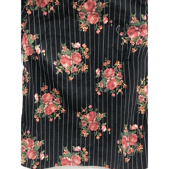 H&M Women’s Blouse Size 2 Black Floral Ruffle Mock Neck Keyhole Closure - Picture 2 of 14